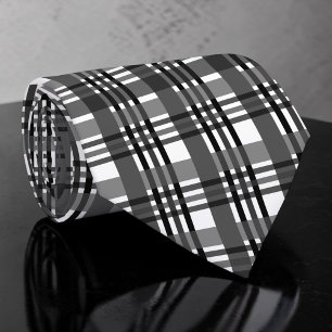Black and White Plaid Custom Necktie