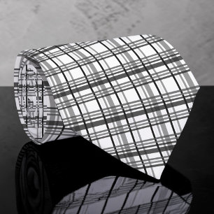 Black and White Plaid Custom Necktie