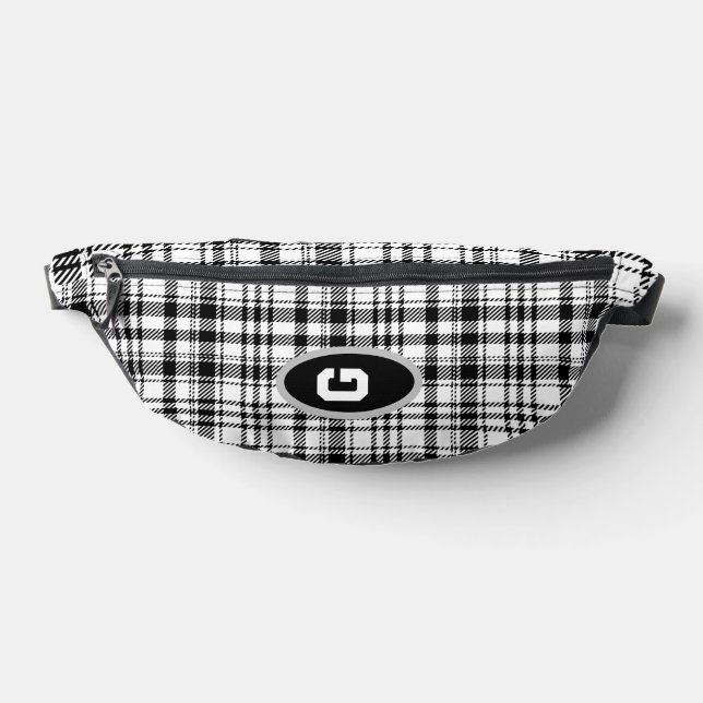  Black and White Plaid  Fanny Pack (Lay Down)