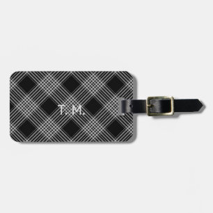 Black and white plaid luggage tag