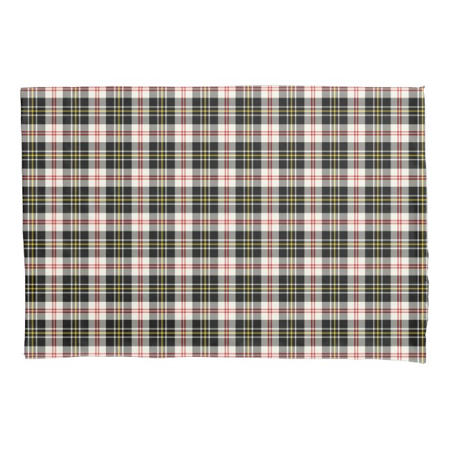 Black and White Plaid MacPherson Clan Dress Tartan Pillowcase (Front)