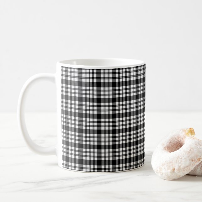 Black and White Plaid Mug (With Donut)