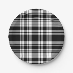 Black and White Plaid Paper Plate