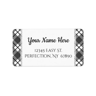 Black and White Plaid Pattern Editable Address Label