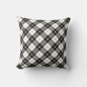 Black and White Plaid Pattern Throw Pillow
