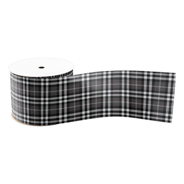 Black and White Plaid Ribbon Grosgrain Ribbon (Spool)