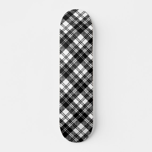 Black and White Plaid Skateboard (Front)