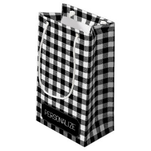 Black and White Plaid  Small Gift Bag