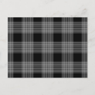 Black and White Plaid Tartan Pattern Postcard