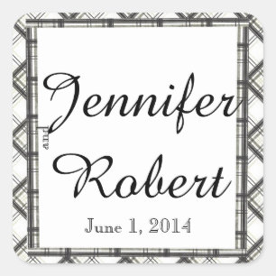 Black and White Plaid Wedding Envelope Seal