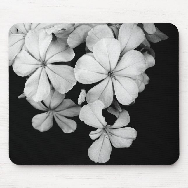 black and white Plumbago Mouse Pad (Front)