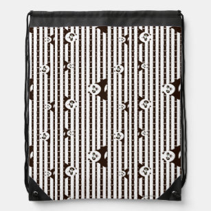 Black and White Po Pattern Drawstring Bag