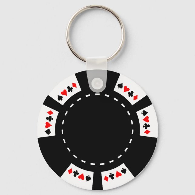 Black and White Poker Chip Keychain (Front)