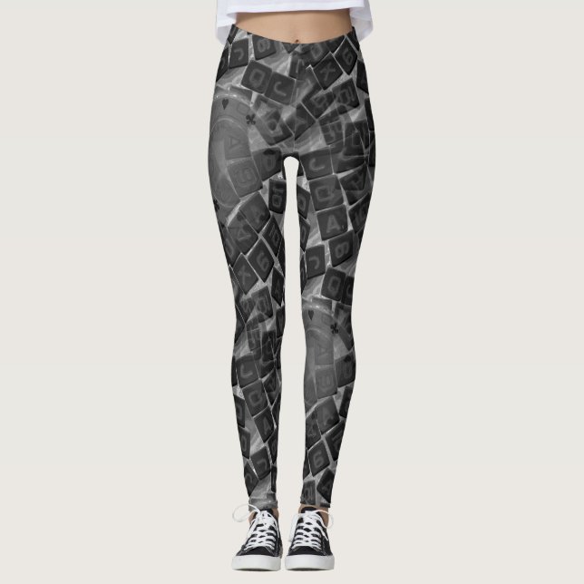 Black and White Poker Dice and Poker Chip Leggings (Front)