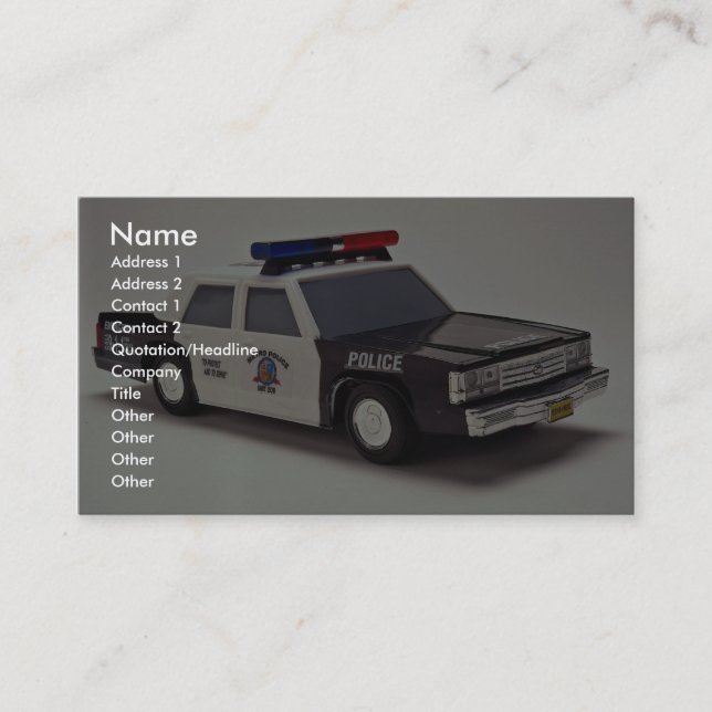 Black and white police car business card (Front)