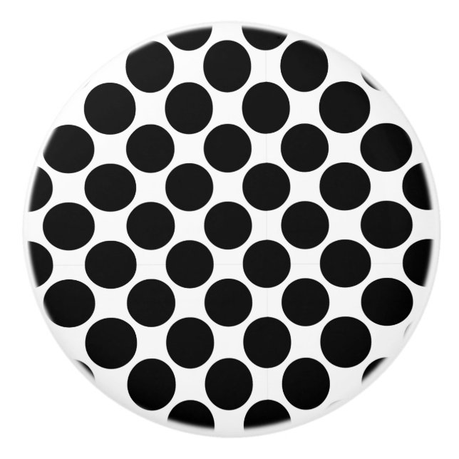 Black and white Polka dot Ceramic Knob (Front)