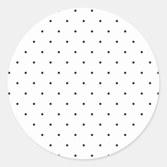 Black And White Polka Dot Classic Round Sticker (Front)