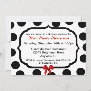Black and White Polka Dot Custom Invitations