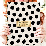Black and White Polka Dot Custom Name Planner<br><div class="desc">Stay organized in style with this eye-catching polka dot planner! Featuring a bold black and white design, this planner is perfect for adding a touch of personality to your everyday routine. The brushed metal gold nameplate adds a touch of sophistication and allows for personalization. With ample space for notes, appointments,...</div>