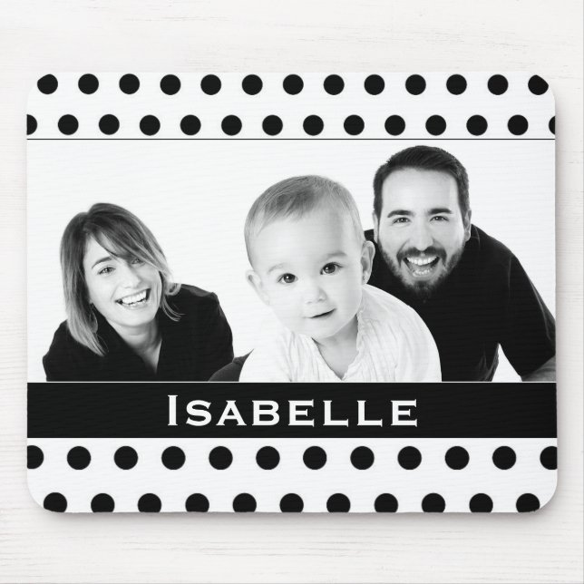 Black and White Polka Dot Custom Photo Mouse Pad (Front)
