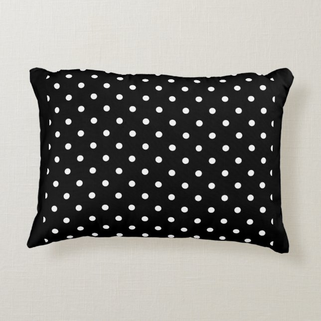 Black and white polka dot Dog pic Accent Pillow (Back)