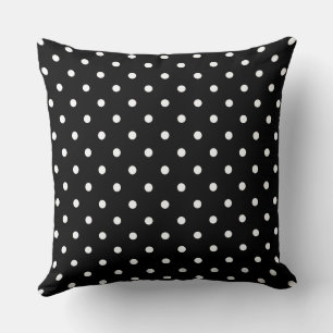 Black and white polka dot Dog pic Throw Pillow