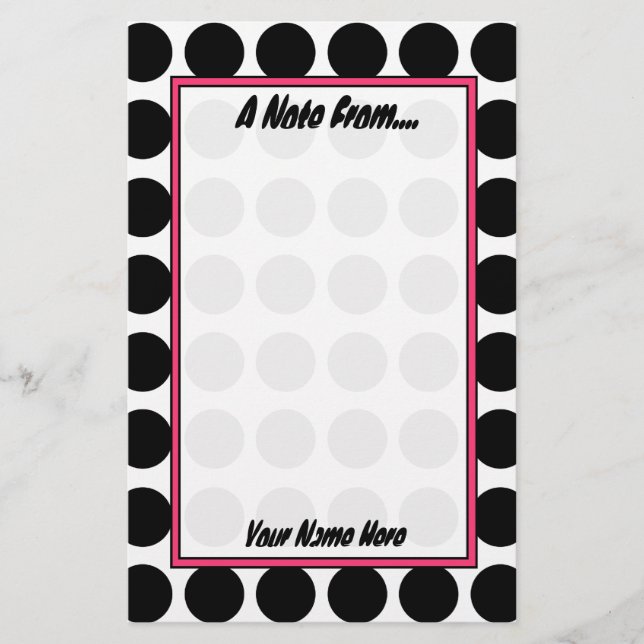 Black and White Polka Dot Fashion Stationery (Front)