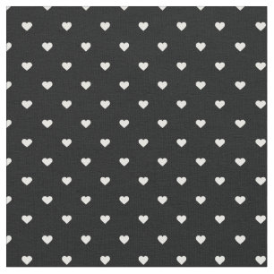 Black and White Polka Dot Hearts Fabric