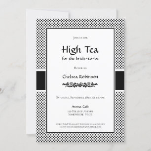 Black and White Polka Dot High Tea Bridal Shower Invitation