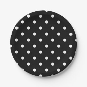 Black and white polka dot modern glamour paper plate