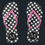 Black and White Polka Dot Monogram Flip Flops<br><div class="desc">Monogrammed flip flops with black and white polka dot pattern for a retro and Rockabilly look</div>