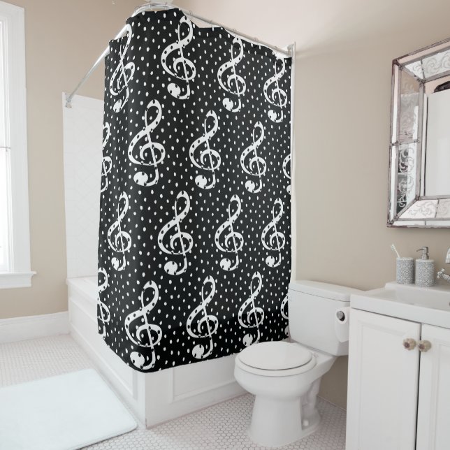 Black and white polka dot music note design (In Situ)