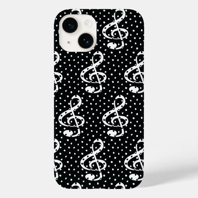 Black and white polka dot music note design Case-Mate iPhone case (Back)