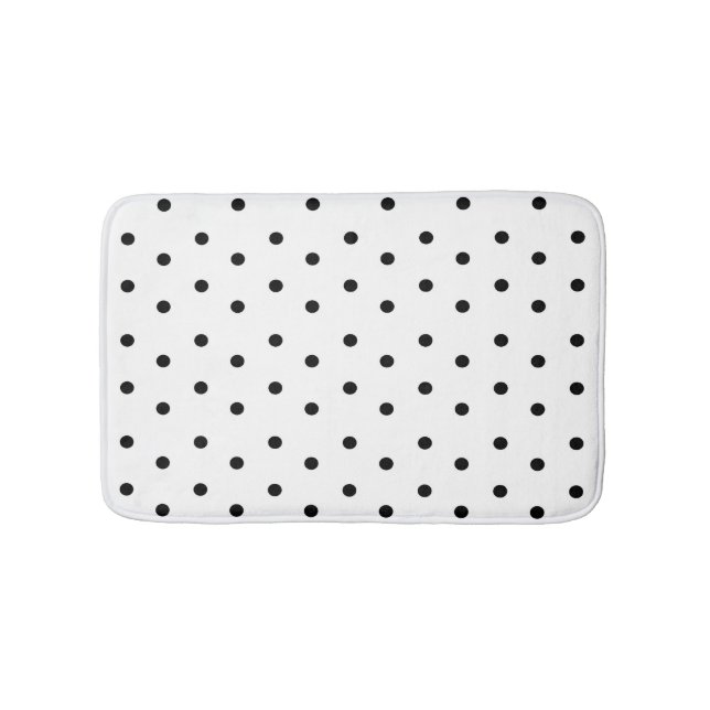 Black and White Polka dot pattern Bath Mat (Front)