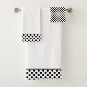 Black and White Polka Dot Pattern Bath Towel Set