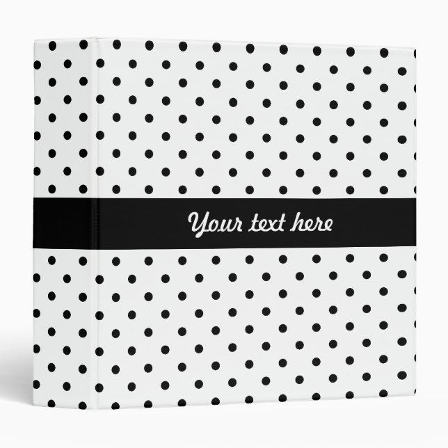Black and White Polka Dot Pattern Binder (Front/Spine)