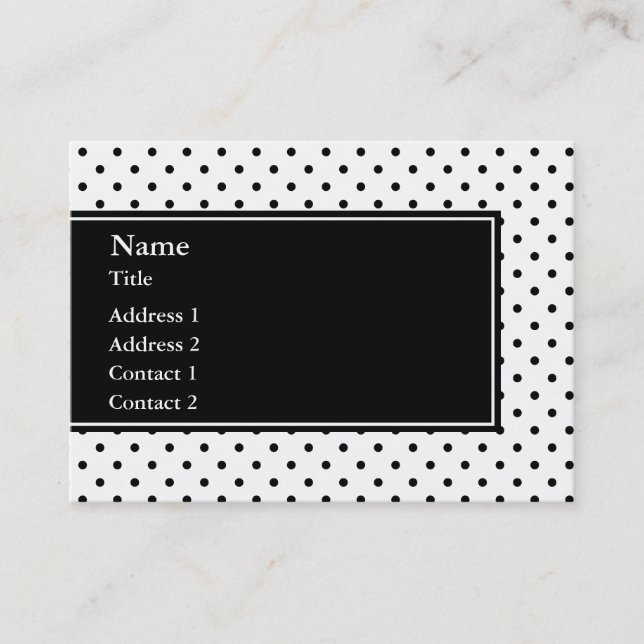 Black and White Polka Dot Pattern Business Card (Front)