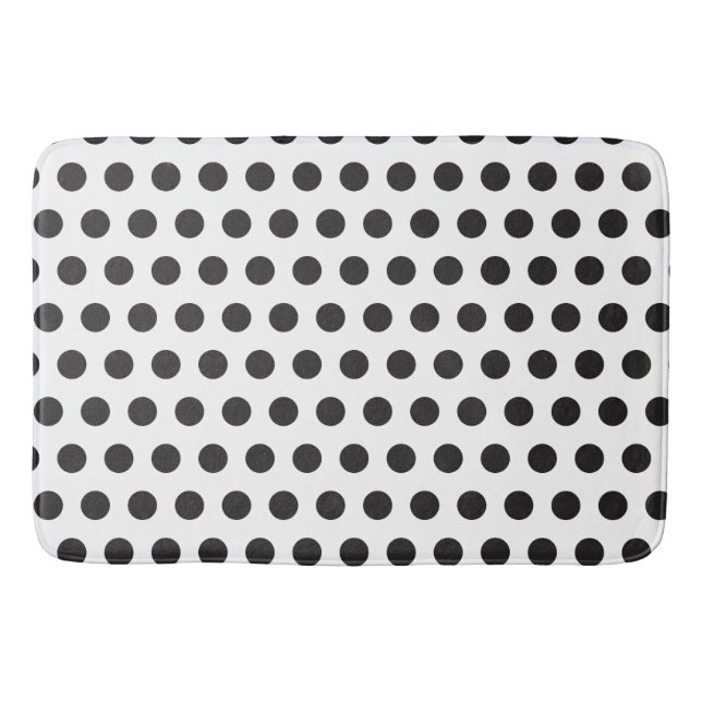 Black and White Polka Dot Pattern – Classic Minima Bath Mat (Front)