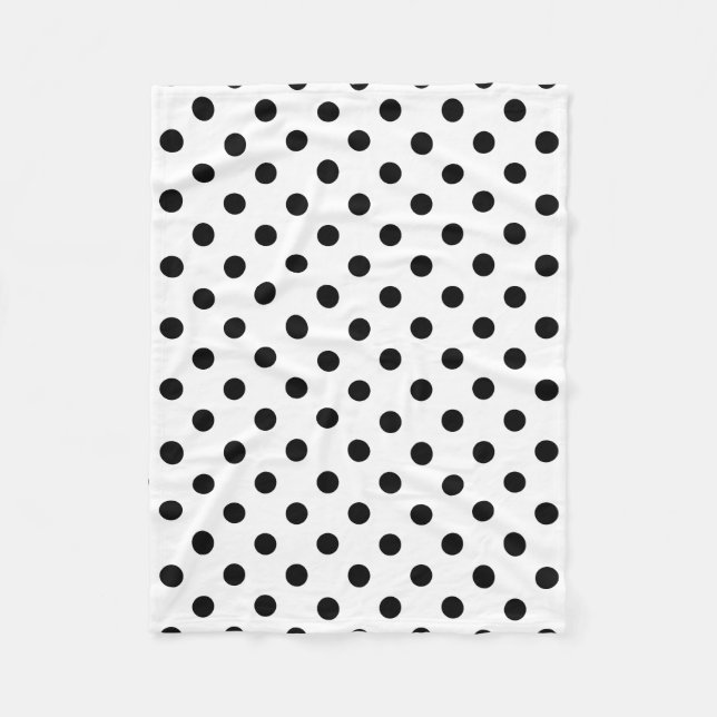 Black and White Polka Dot Pattern Fleece Blanket (Front)