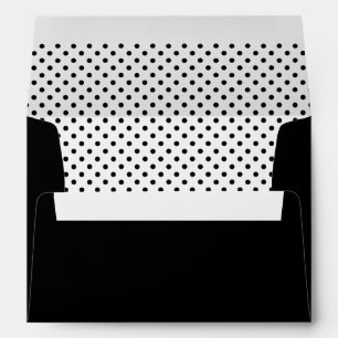Black and white polka dot pattern lined envelopes
