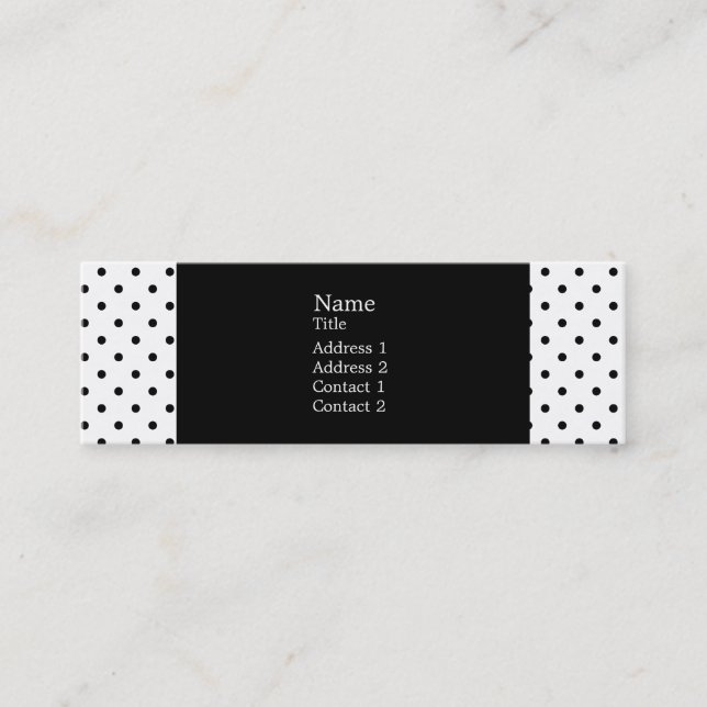 Black and White Polka Dot Pattern Mini Business Card (Front)