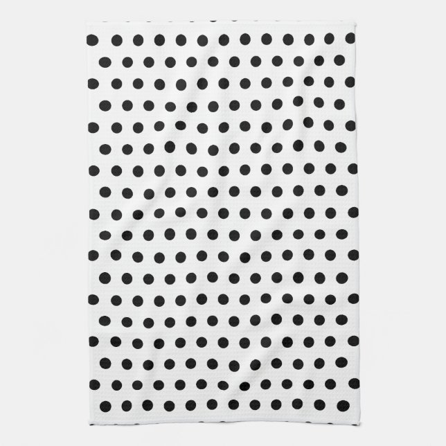 Black and White Polka Dot Pattern. Spotty. Kitchen Towel (Vertical)