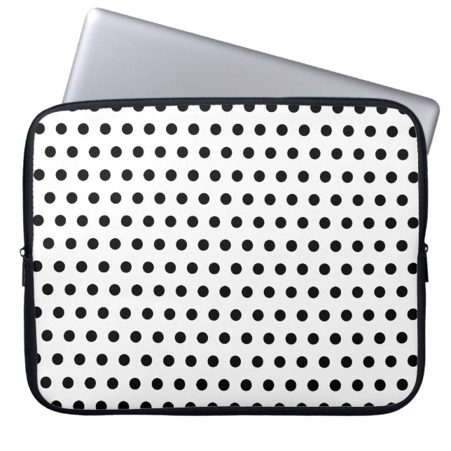 Black and White Polka Dot Pattern. Spotty. Laptop Sleeve (Front)