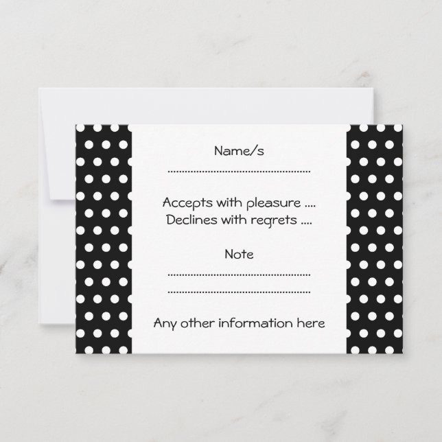 Black and White Polka Dot Pattern. Spotty. RSVP Card (Front)
