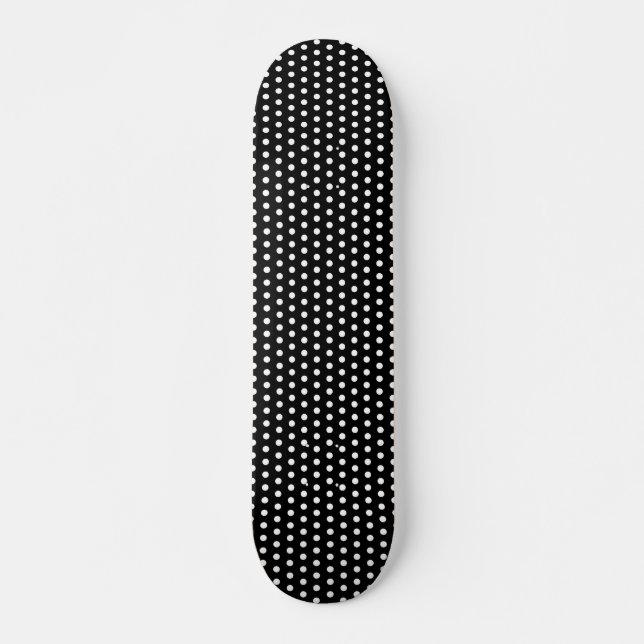 Black and White Polka Dot Pattern. Spotty. Skateboard (Front)