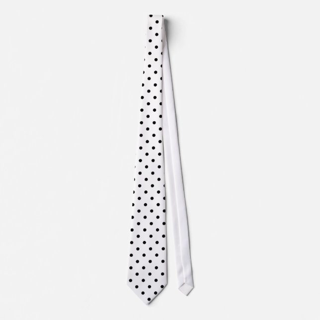 Black and White Polka Dot Pattern Tie (Front)