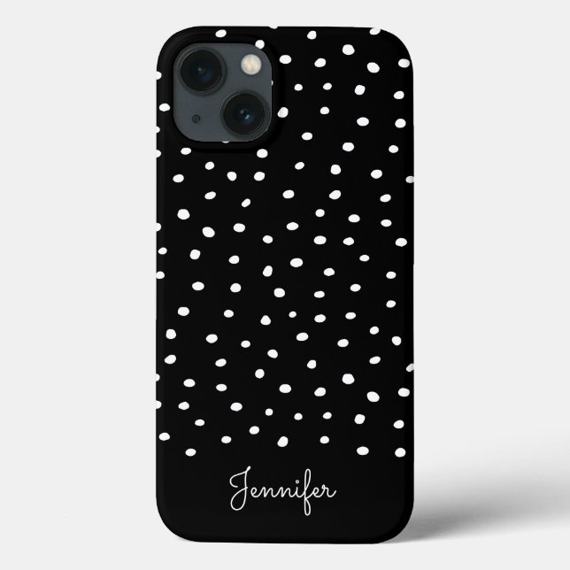 Black and White Polka Dot Pattern with Monogram Case-Mate iPhone Case (Back)