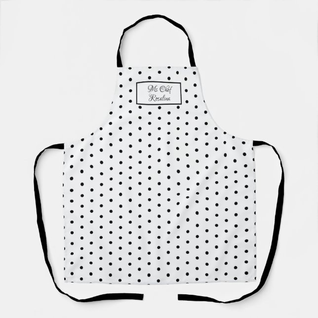 Black and White Polka Dot Personalized Apron (Front)
