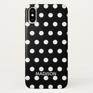 Black and white polka dot  Personalized Name Case-Mate iPhone Case