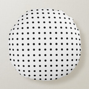 Black And White Polka Dot Round Pillow